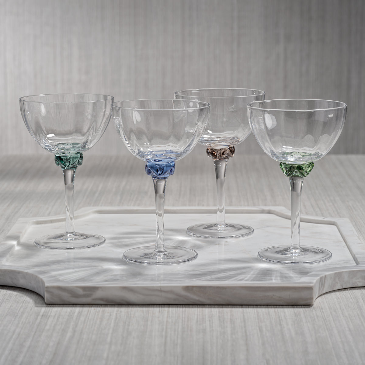 Colleen Smoke Grey Martini / Cocktail Optic Glasses, Set of 4