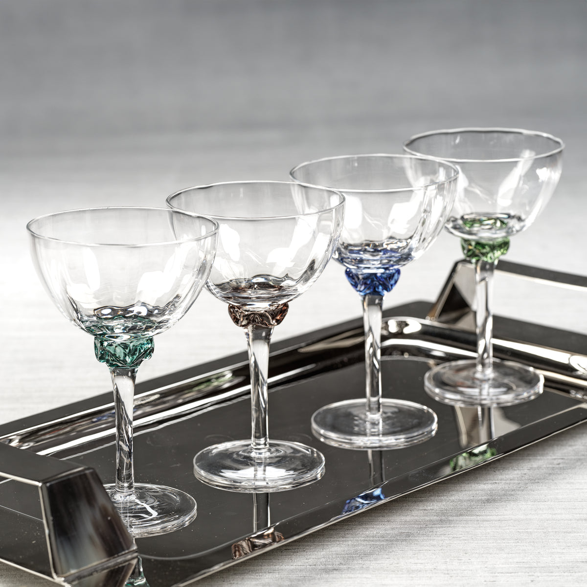 Colleen Smoke Grey Martini / Cocktail Optic Glasses, Set of 4