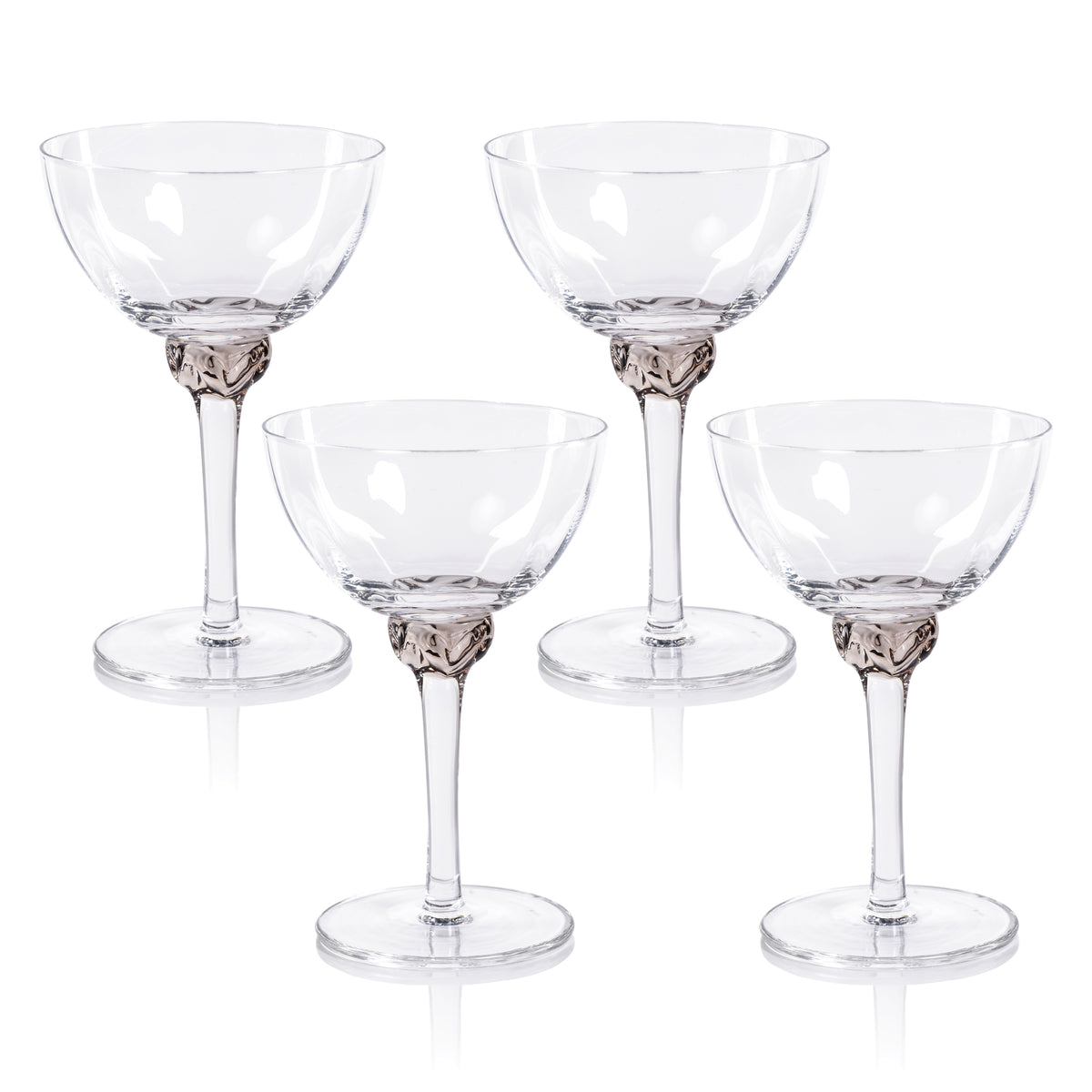 Colleen Smoke Grey Martini / Cocktail Optic Glasses, Set of 4