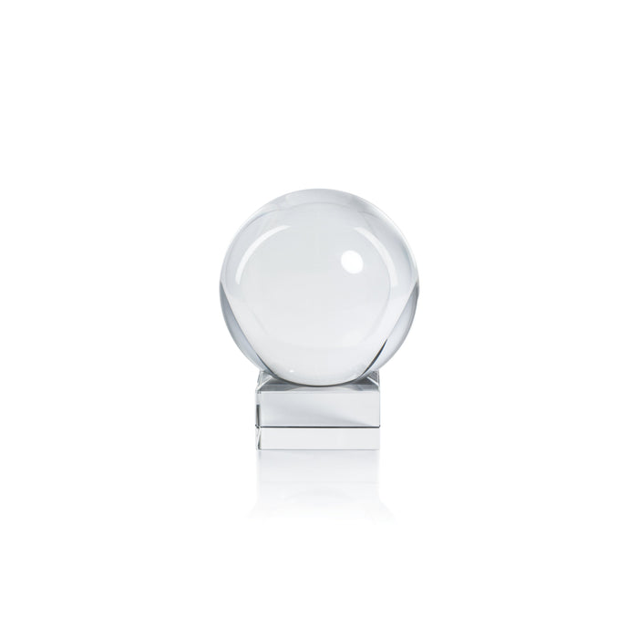 Serenity Decorative Crystal Glass Orb on Base - Alternate View | Bone & Brass