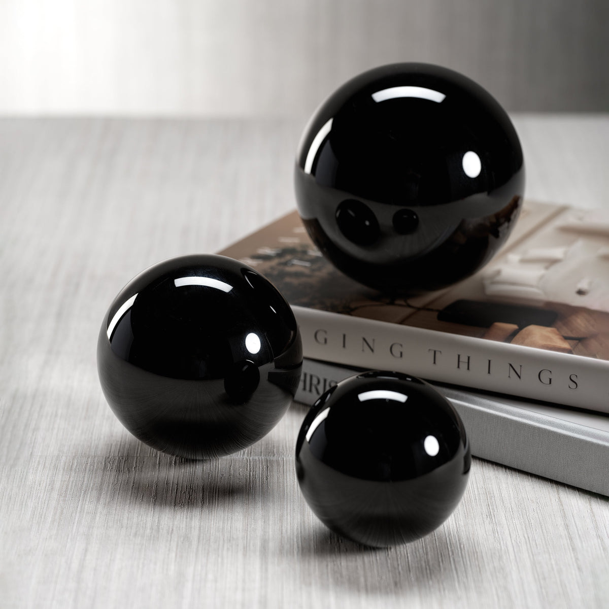 Noir Crystal Glass Decorative Balls - Detail View | Bone & Brass