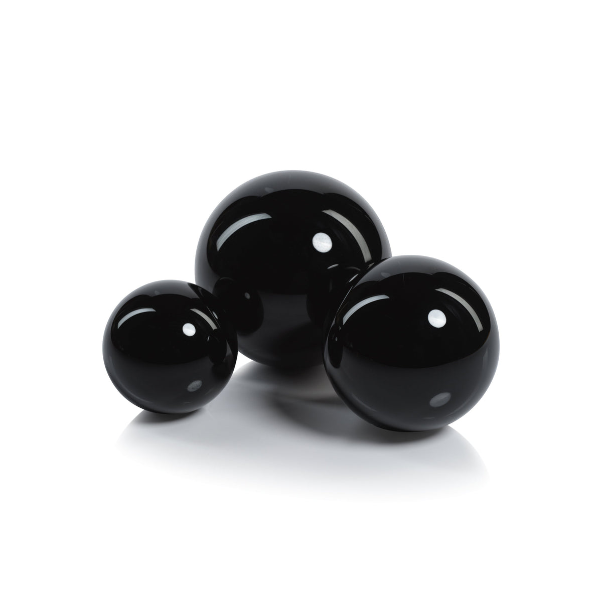 Noir Crystal Glass Decorative Balls - Side View | Bone & Brass