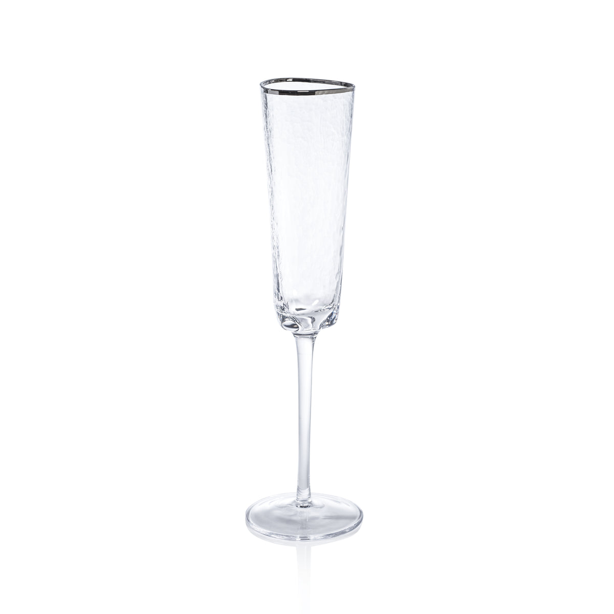 Apertivo Triangular Champagne Flutes  with Platinum Rim, Set of 4