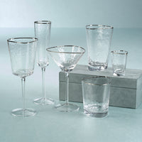 Apertivo Triangular Wine Glasses with Platinum Rim, Set of 4