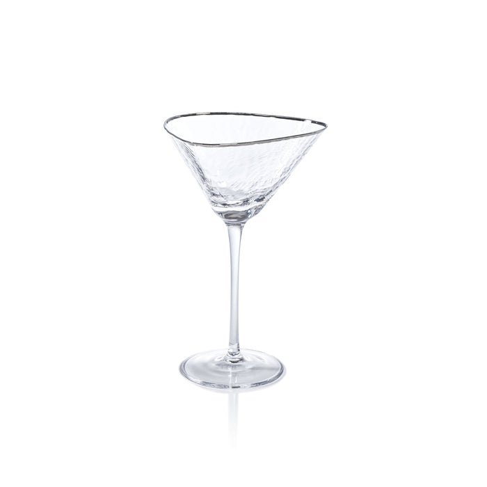 Apertivo Triangular Martini Glasses with Platinum Rim, Set of 4