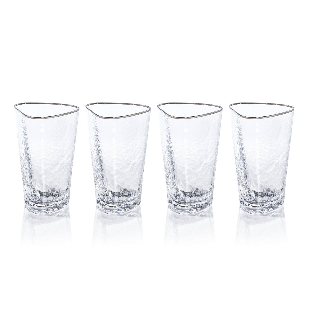 Apertivo Triangular Highball Glasses with Platinum Rim, Set of 4