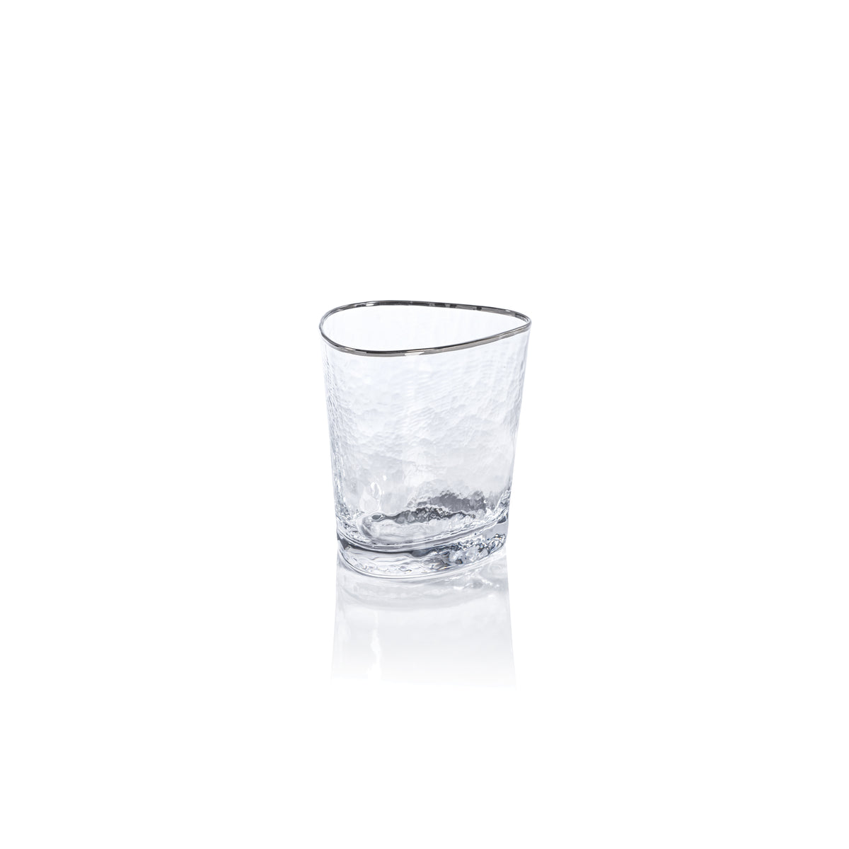Apertivo Triangular Double Old Fashioned Glasses with Platinum Rim, Set of 4