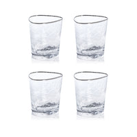 Apertivo Triangular Double Old Fashioned Glasses with Platinum Rim, Set of 4