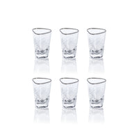 Apertivo Triangular Shot Glasses with Platinum Rim, Set of 6