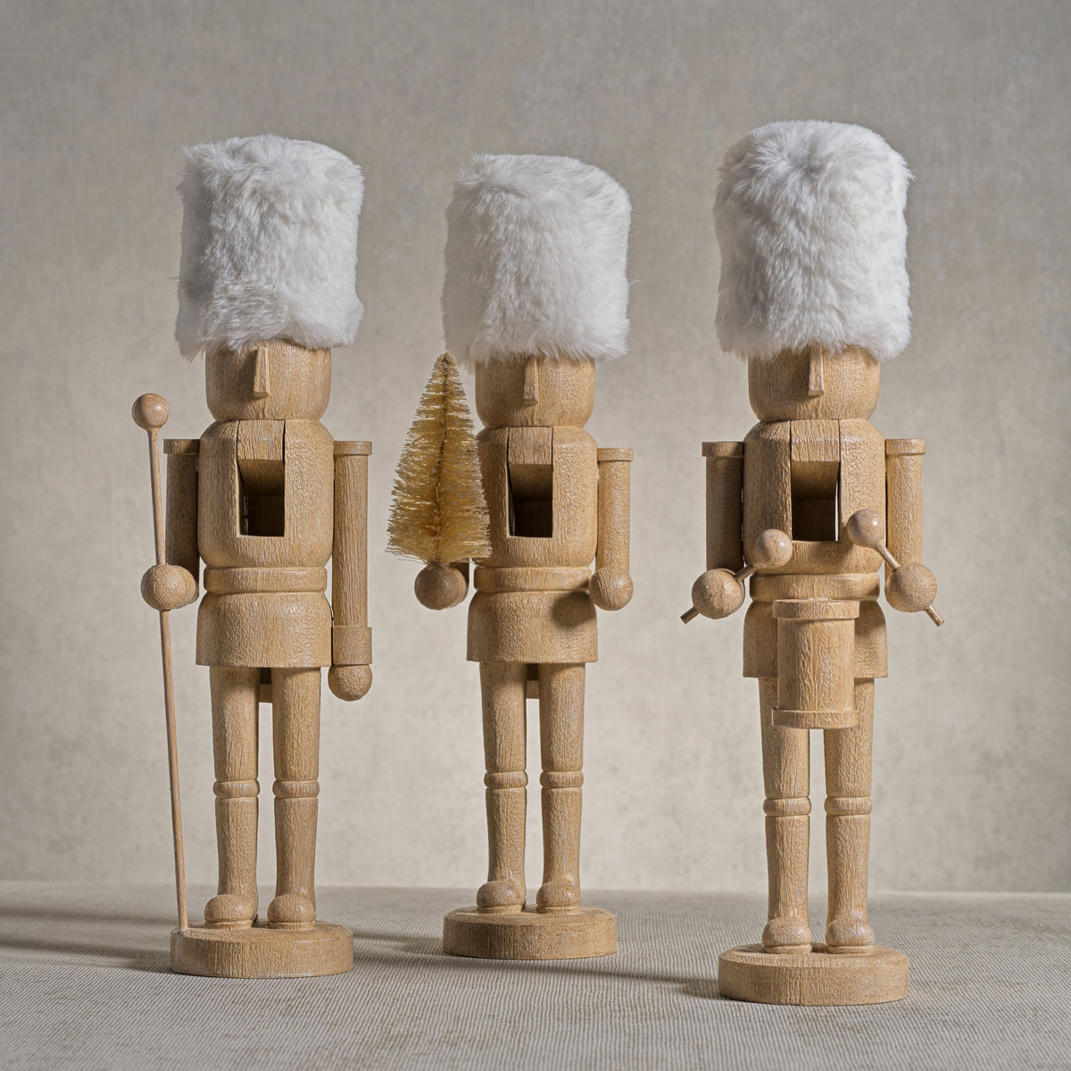 Ortwin Resin Nutcracker Figurines with Fur Hat, Set of 3