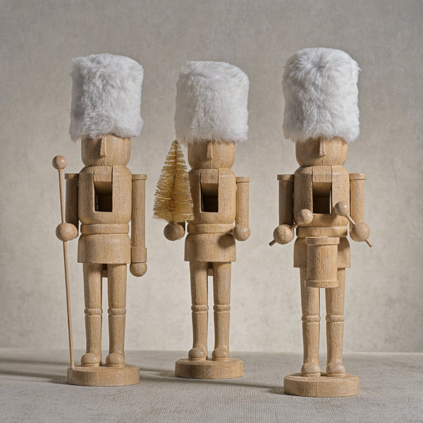 Ortwin Resin Nutcracker Figurines with Fur Hat, Set of 3