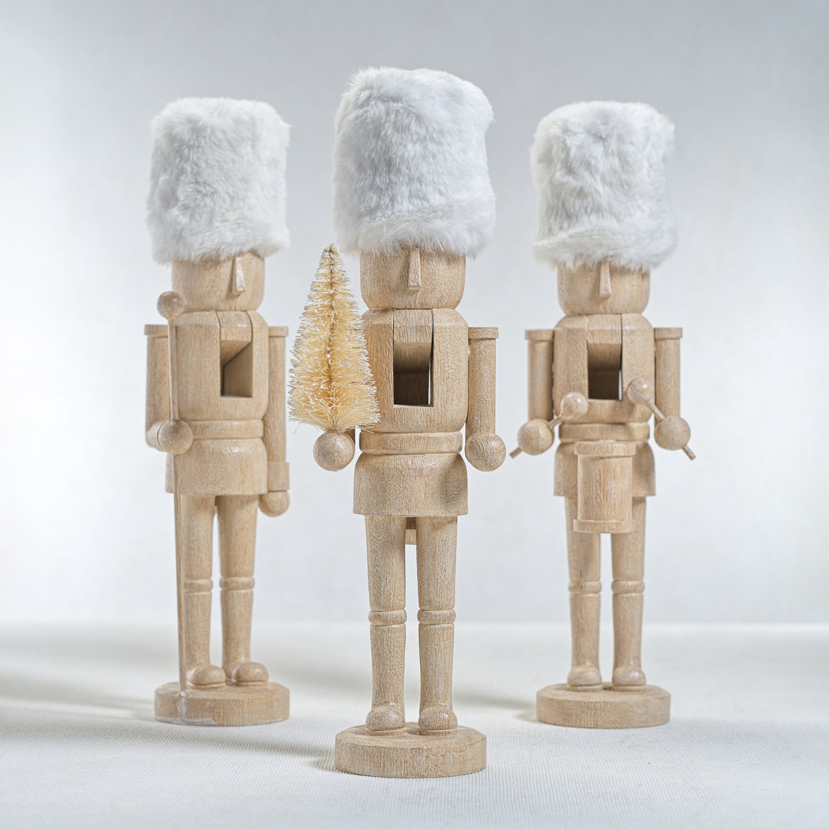 Ortwin Resin Nutcracker Figurines with Fur Hat, Set of 3