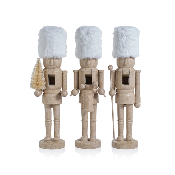 Ortwin Resin Nutcracker Figurines with Fur Hat, Set of 3