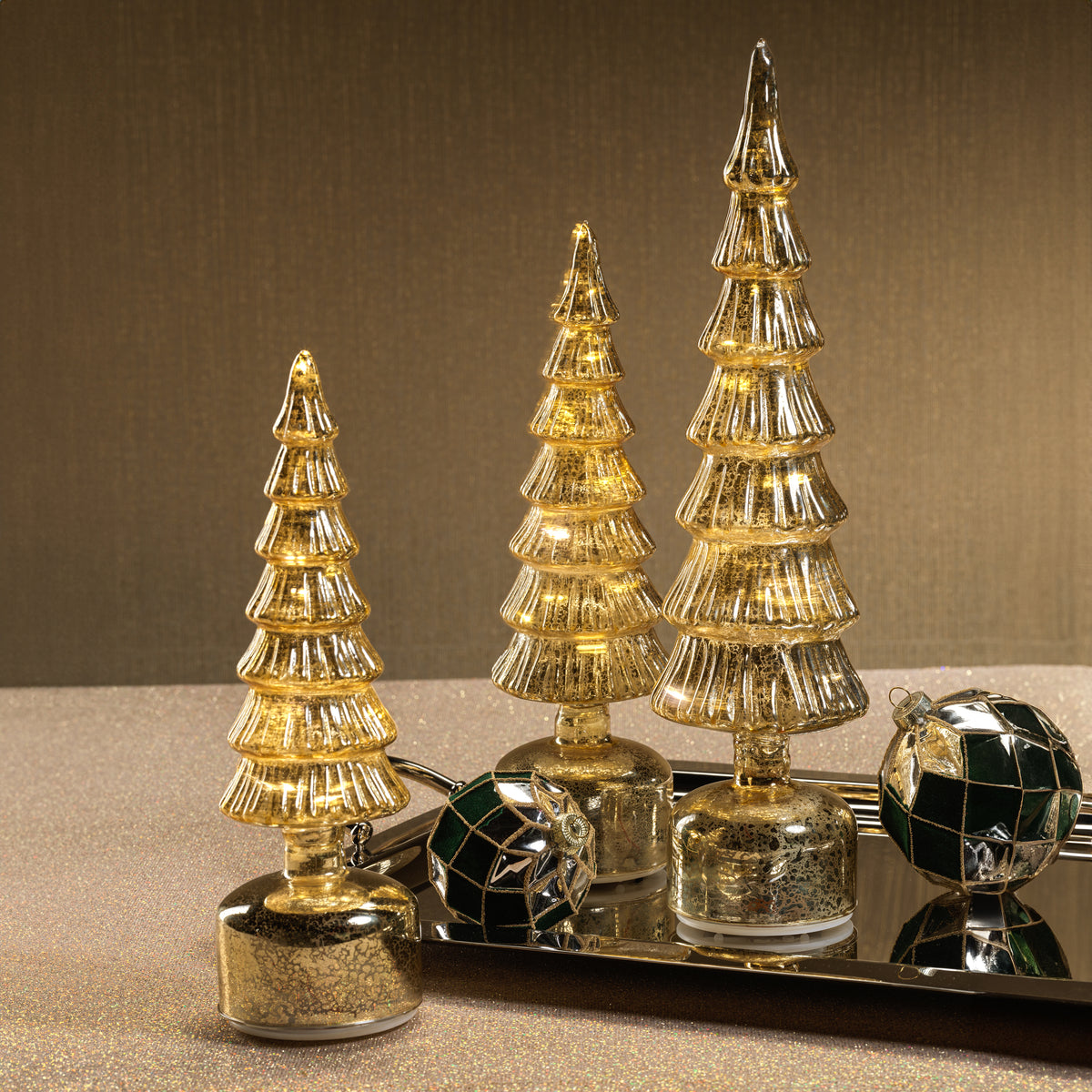 Merrigan Gold Rotating LED Holiday Tabletop Tree, Large 
