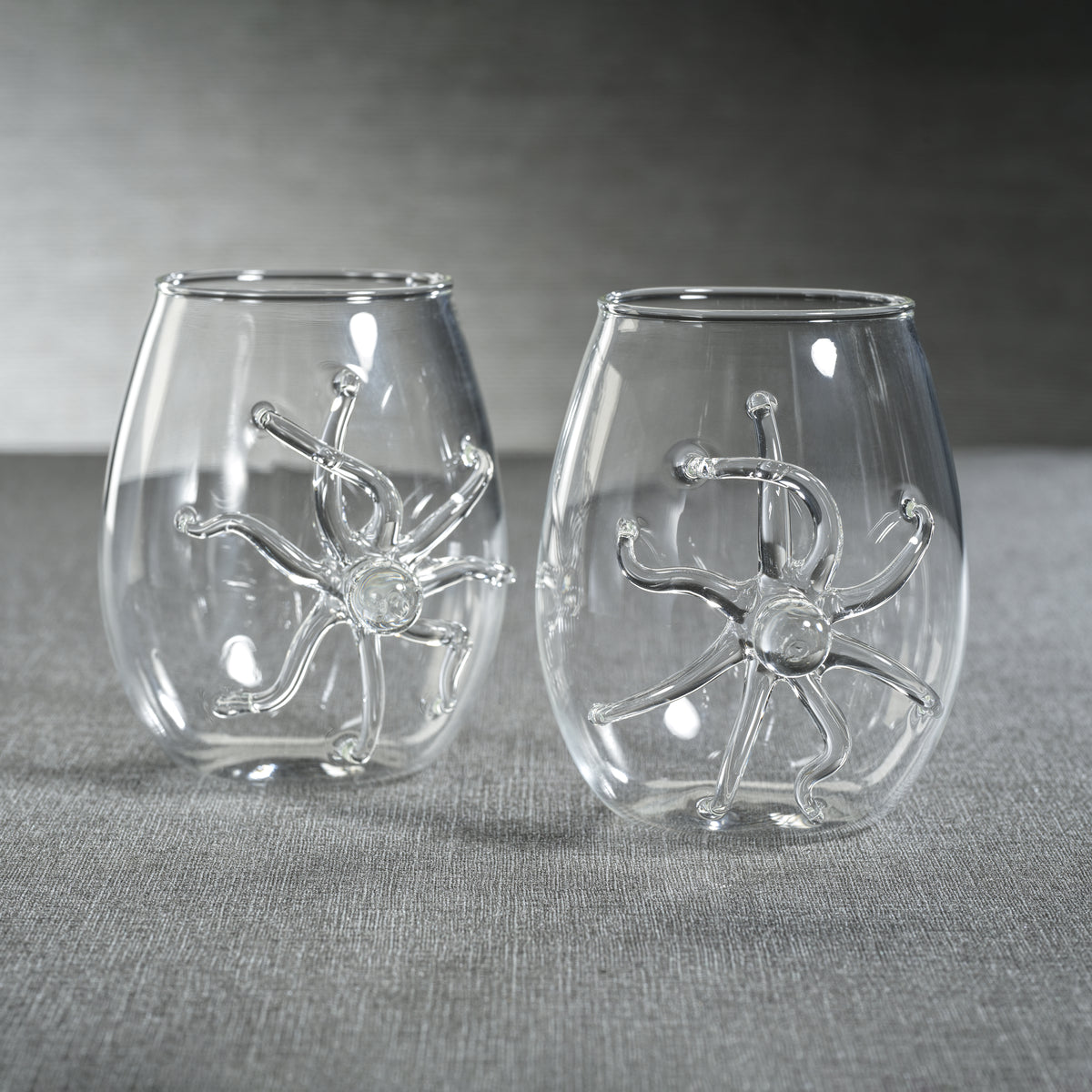 Octopus Stemless Glasses, Set of 6 - Glass Bowl Detail | Bone & Brass