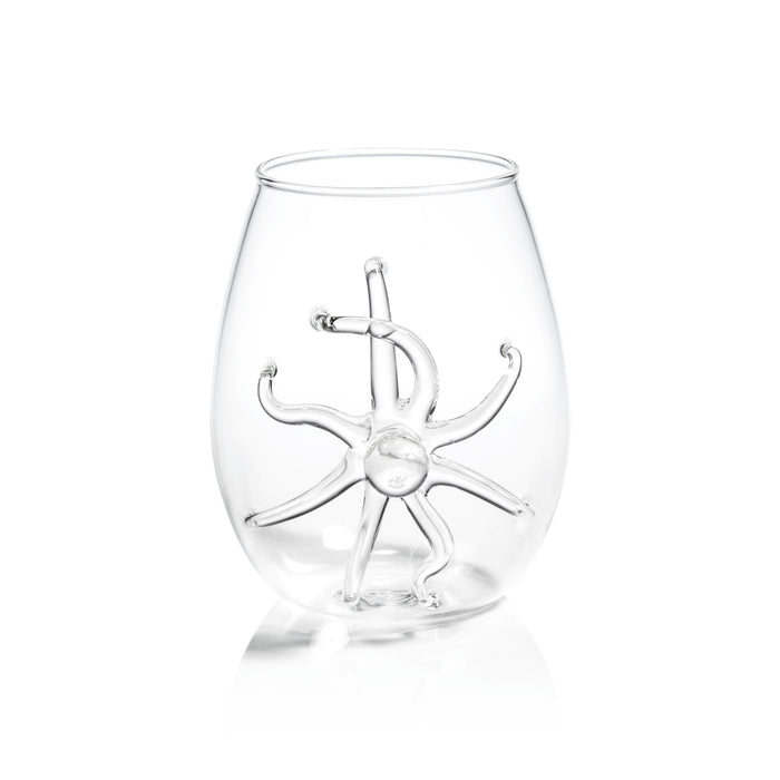Octopus Stemless Glasses, Set of 6 | Bone & Brass