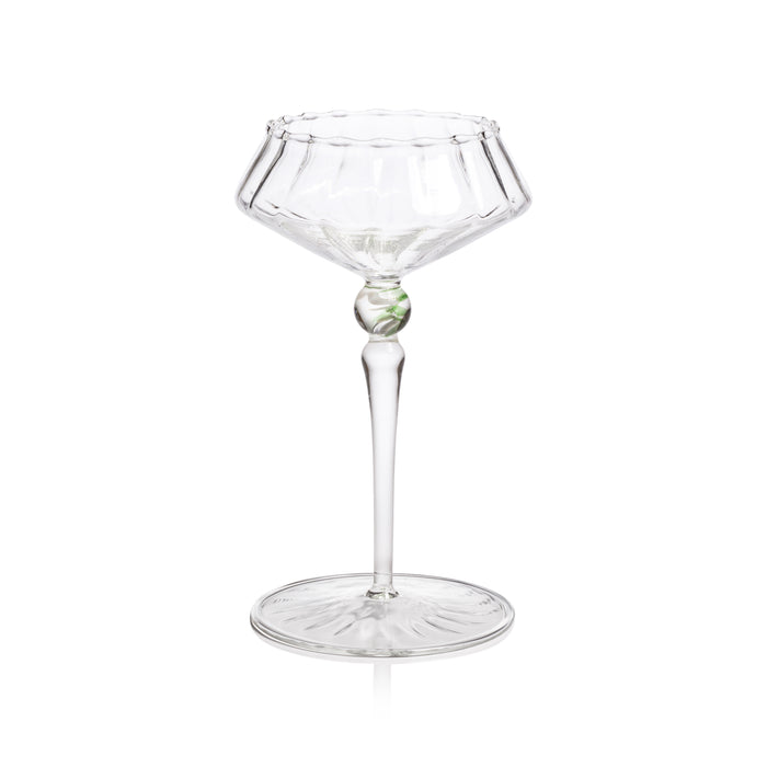 Odum Sea Green Fluted Coupe Glasses