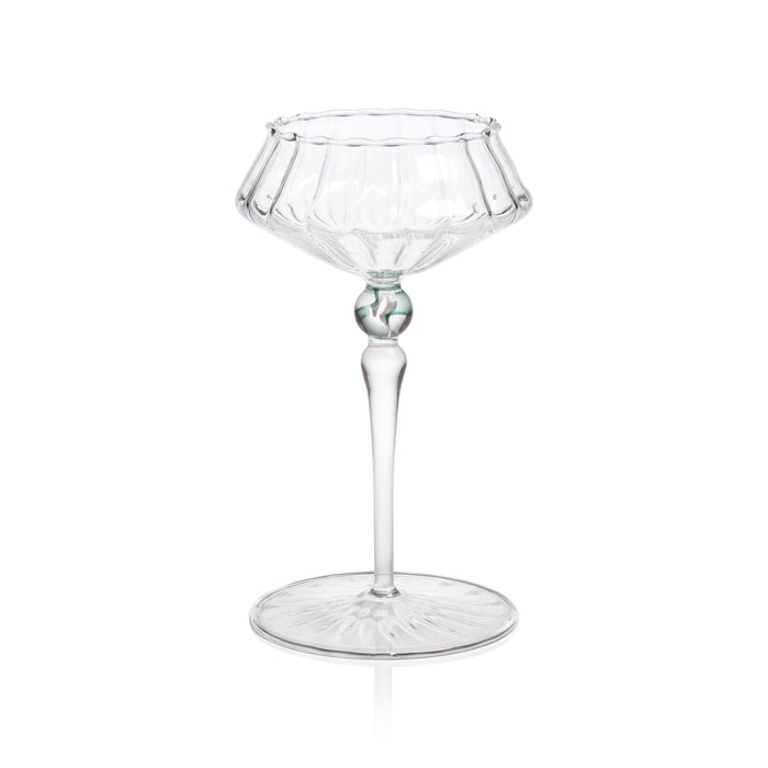 Odum Lagoon Green Fluted Coupe Glasses