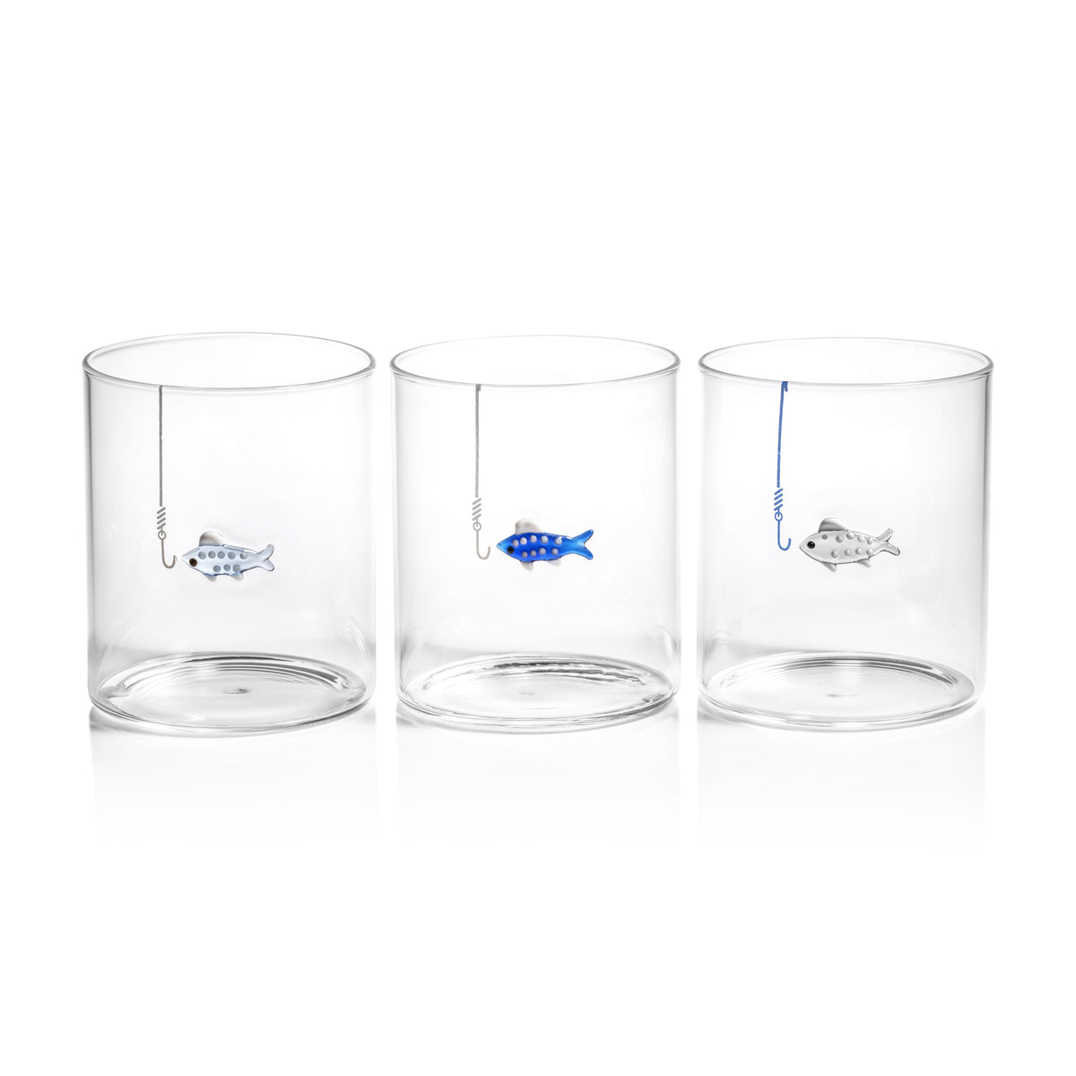Tidal Sip Glass Tumblers, 3-Piece Assorted Set