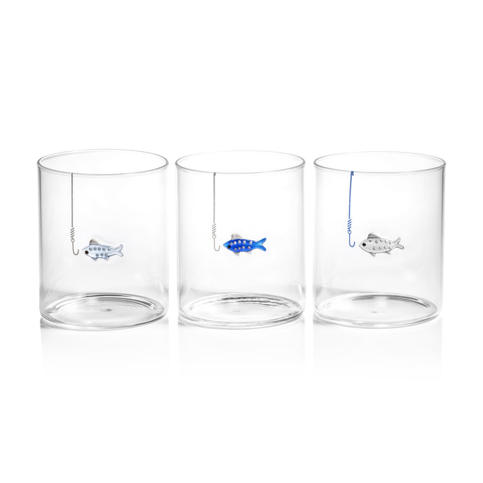 Tidal Sip Glass Tumblers, 3-Piece Assorted Set