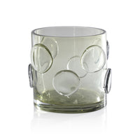 Celeste Medium Olive Green Glass Candle Holder | Bone & Brass