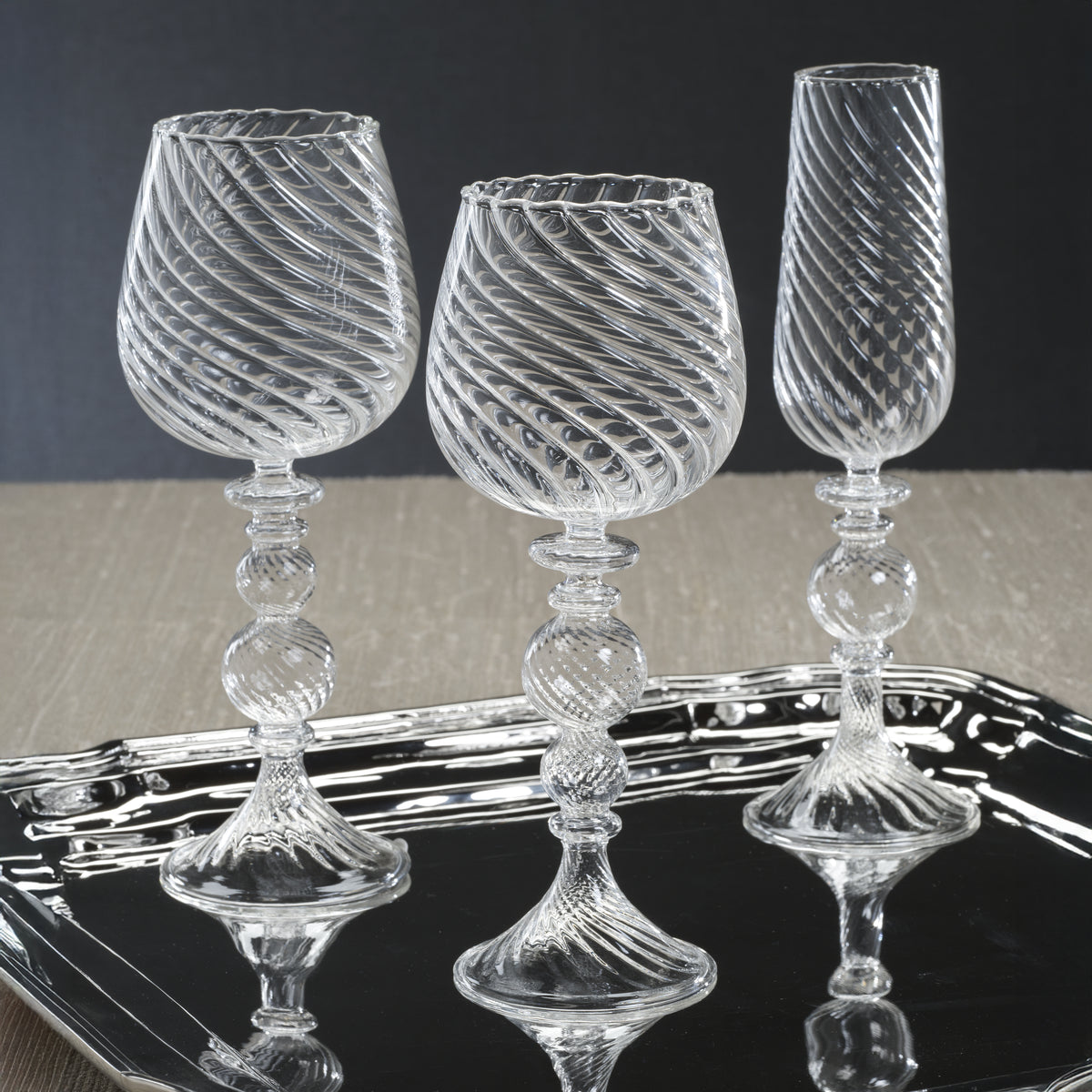 Rialto Twisted Optic Champagne Glasses, Set of 4