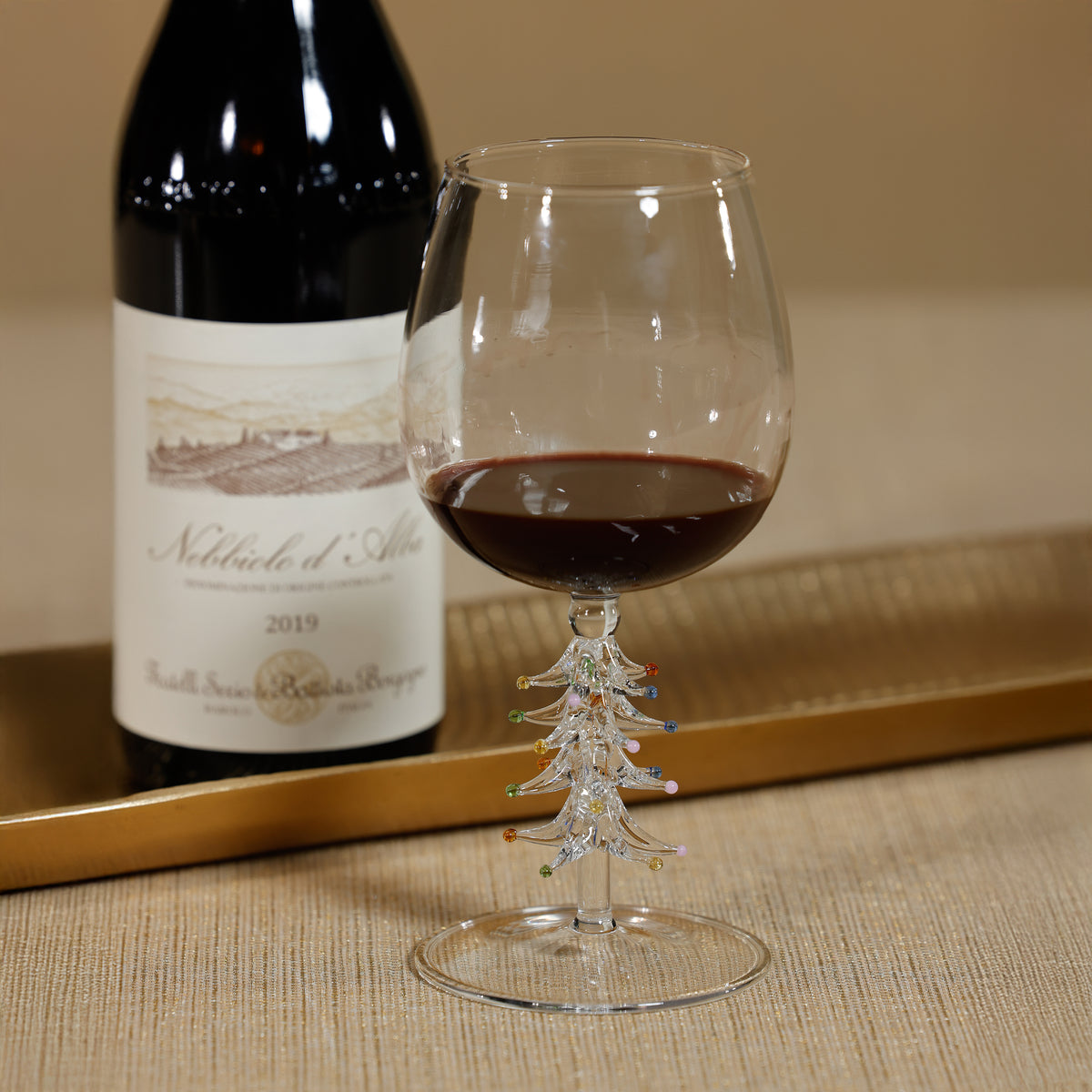 Treetop Cheers Wine Glasses - Holiday Stemware, Set of 4