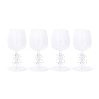 Treetop Cheers Wine Glasses - Holiday Stemware, Set of 4