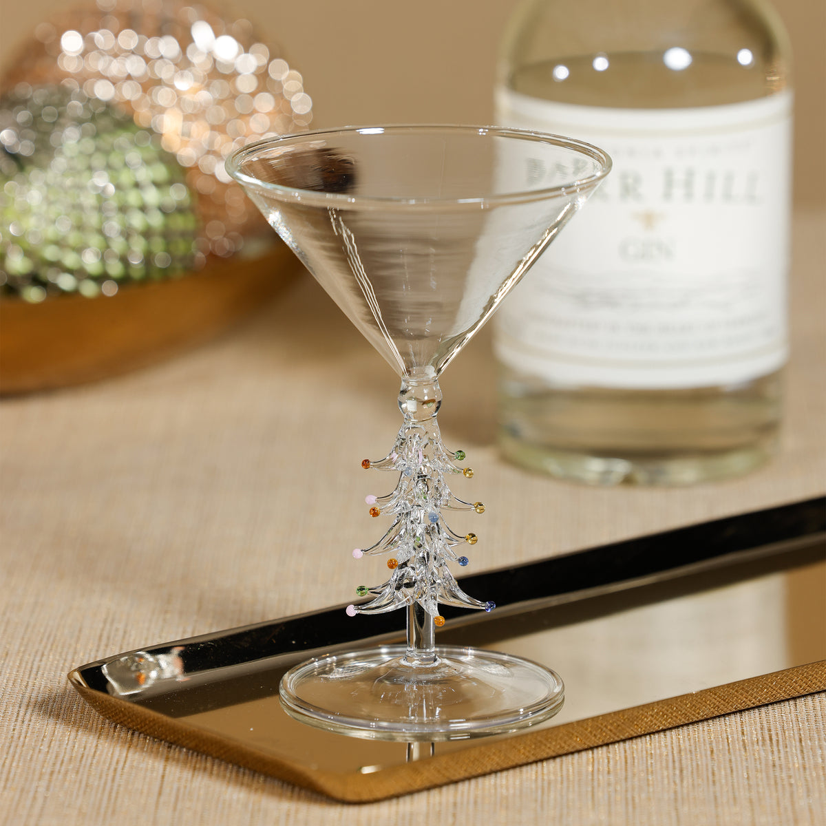 Treetop Cheers Martini Glasses - Holiday Stemware, Set of 4