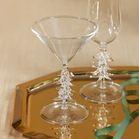 Treetop Cheers Martini Glasses - Holiday Stemware, Set of 4