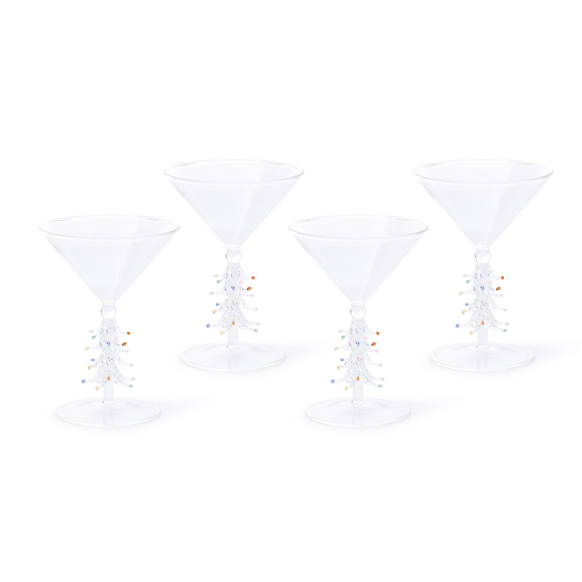Treetop Cheers Martini Glasses - Holiday Stemware, Set of 4