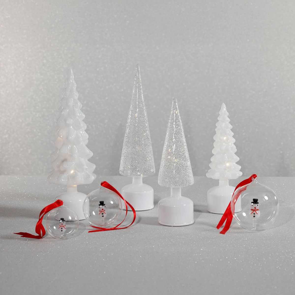 Clear Glass Rotating Tree, Holiday Lighted Table Décor
