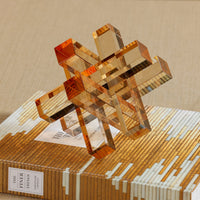 Crystal Glass Interlocking Decorative Accessory - Side View | Bone & Brass