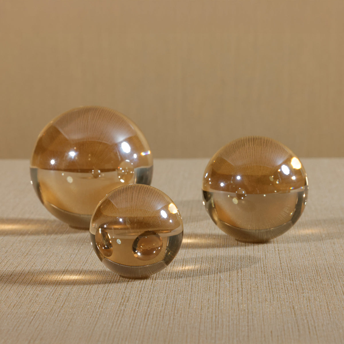 Amber Decorative Crystal Glass Ball - Detail View | Bone & Brass