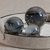 Smoke Grey Decorative Crystal Glass Ball - Detail View | Bone & Brass