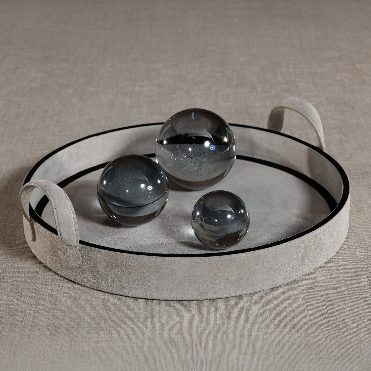 Smoke Grey Decorative Crystal Glass Ball - Close Up | Bone & Brass
