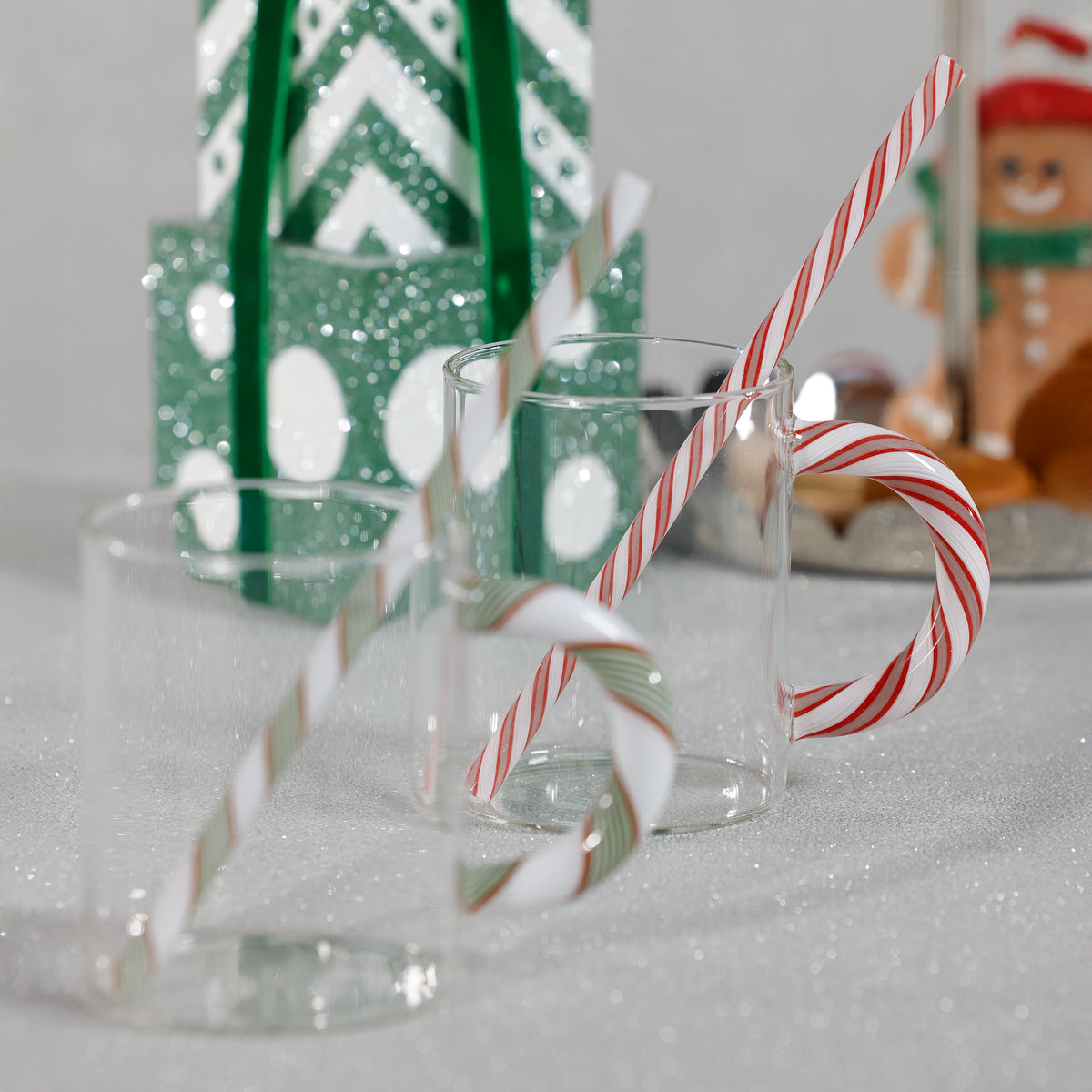 Holiday Glass Mugs, Set of 5 Assorted Styles - Mug Top View | Bone & Brass