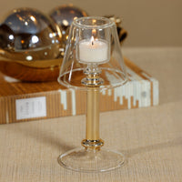 Isola Gold Glass Tealight Lamp Candle Holder - Candle Holder Close Up | Bone & Brass