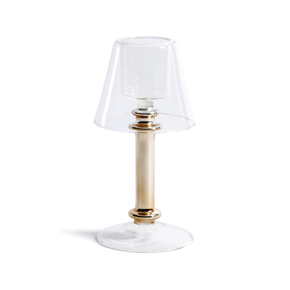 Isola Gold Glass Tealight Lamp Candle Holder | Bone & Brass