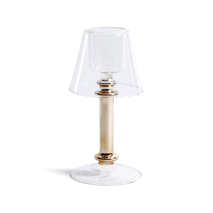 Isola Gold Glass Tealight Lamp Candle Holder | Bone & Brass