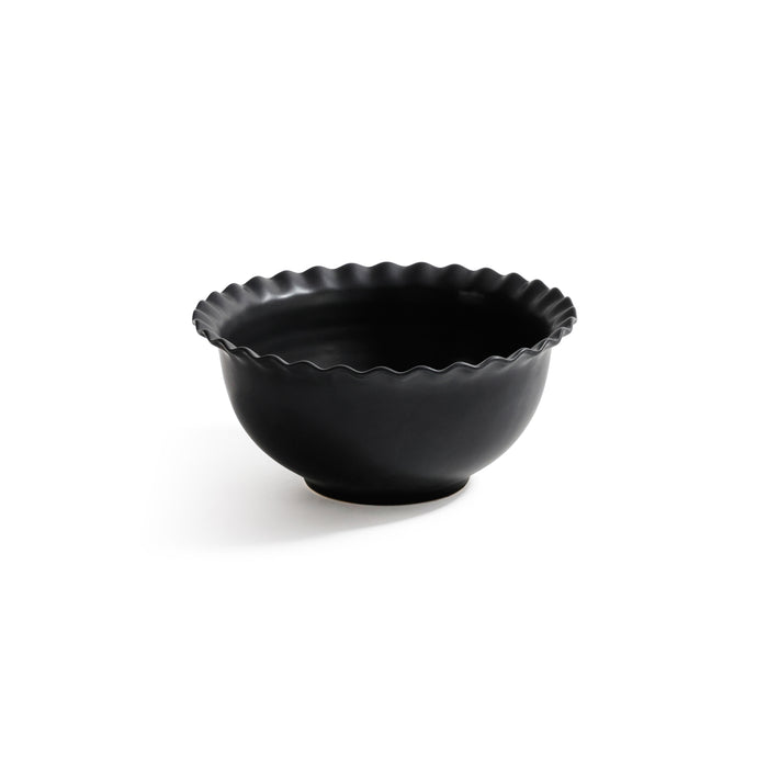 Montecito Black Ruffled Rim Ceramic Bowl