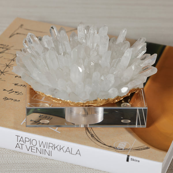 Clear Crystal Cluster Decorative Accent with Acrylic Base