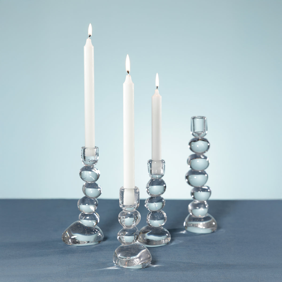 Ice Stone Glass Taper Candle Holder, Medium - Candle Holder Detail | Bone & Brass
