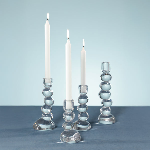 Ice Stone Glass Taper Candle Holder, Medium - Candle Holder Detail | Bone & Brass