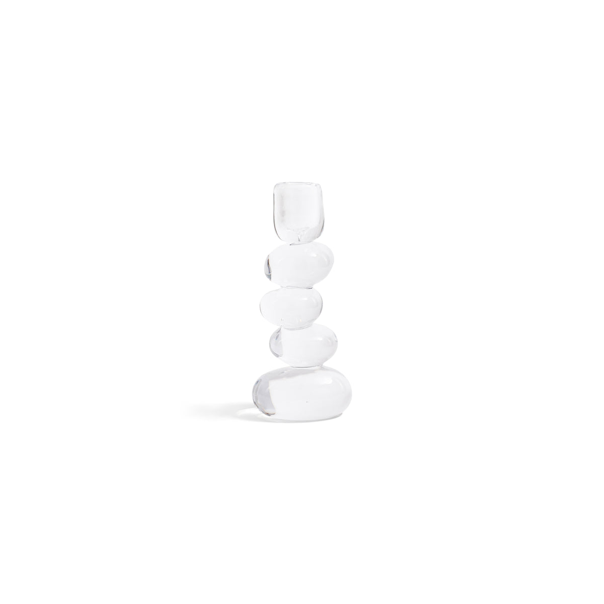 Ice Stone Glass Taper Candle Holder, Medium | Bone & Brass