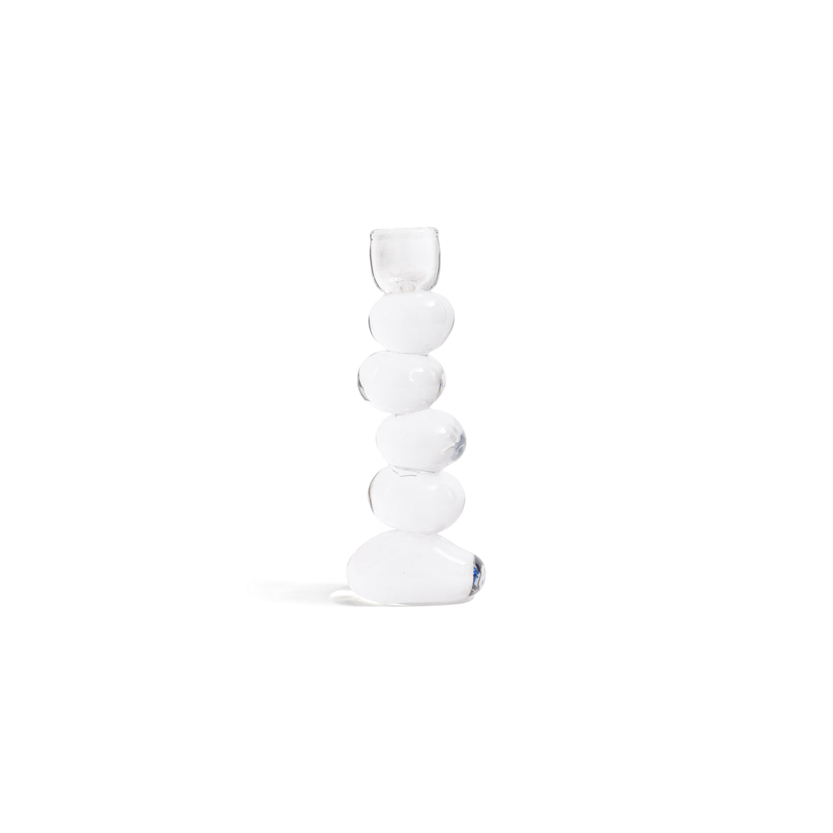 Ice Stone Glass Taper Candle Holder, Large | Bone & Brass