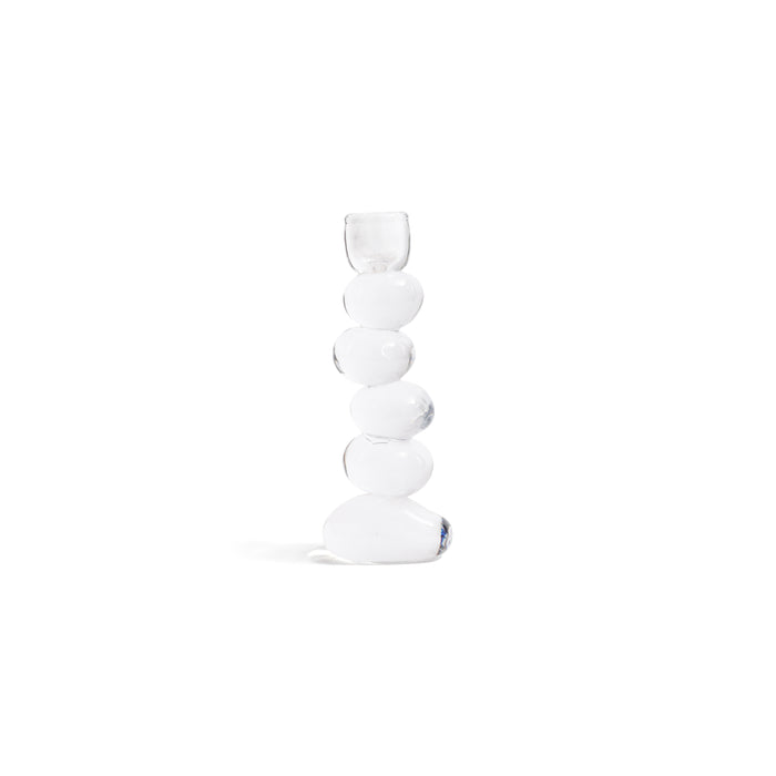 Ice Stone Glass Taper Candle Holder, Large | Bone & Brass