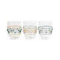 Festa Tumblers, Set of 6, Assorted Colors Green, Amber & Pink | Bone & Brass