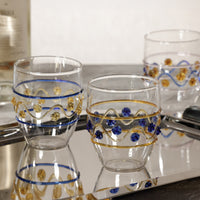 Festa Glass Tumblers, Set of 6, Blue, Amber & Gold Assorted Colors - Tumbler Detail | Bone & Brass