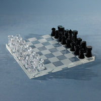 Obsidian & Ice Handmade Crystal Glass Chess Set